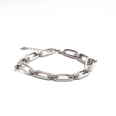 Armkette Silber & Zirkonia – “Chunky Rectangular”