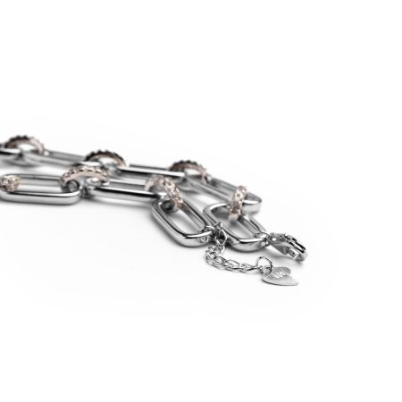 Armkette Silber & Zirkonia – “Chunky Rectangular”