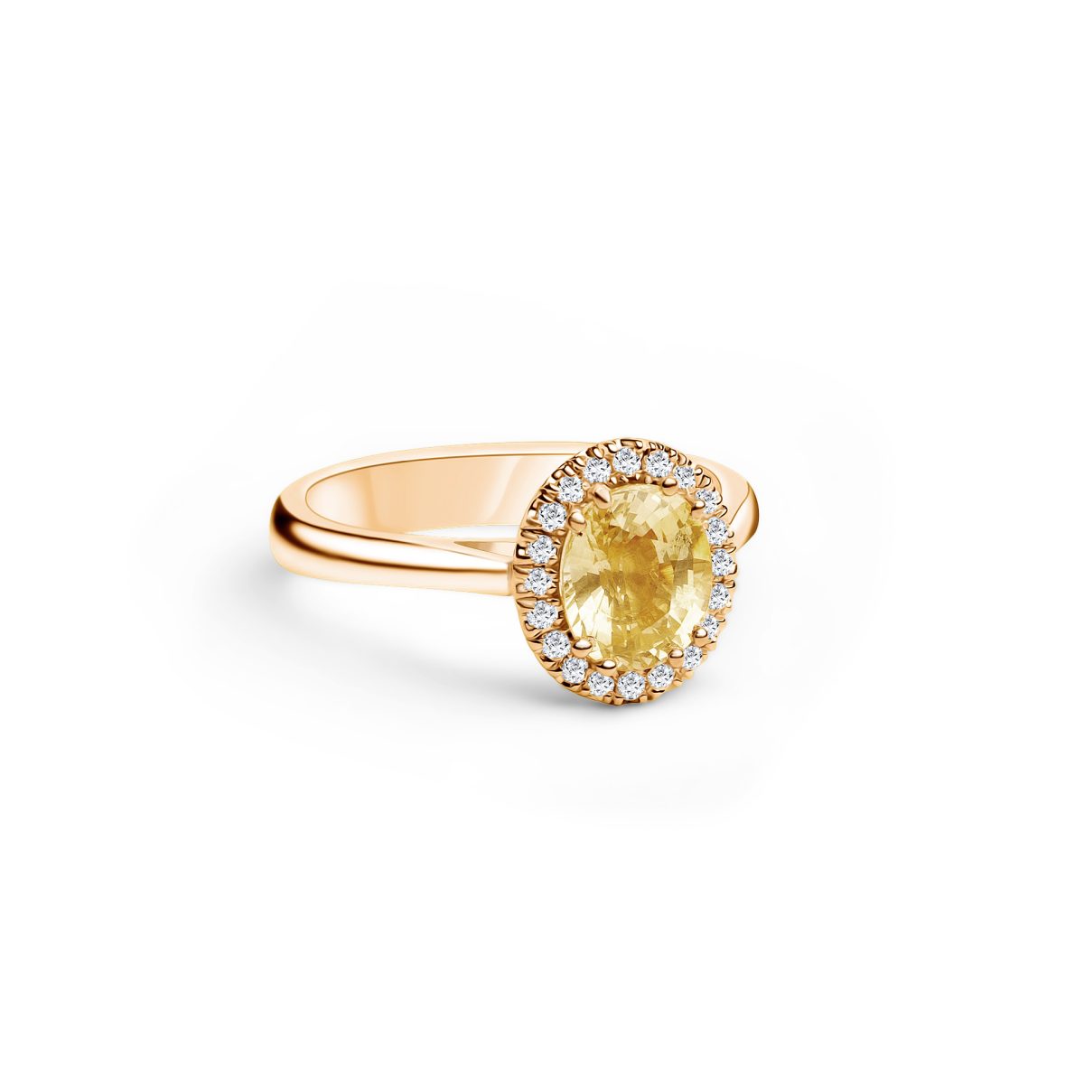 18 kt Goldring mit gelben Brillanten und Saphir