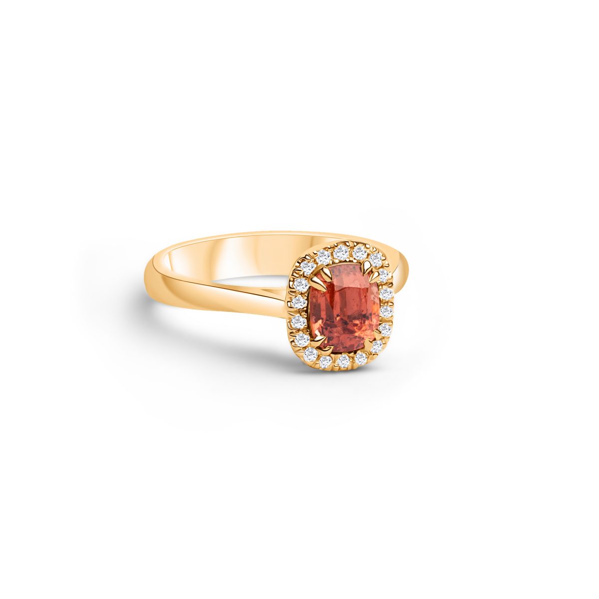18 kt Gelbgoldring mit Spinell und Brillanten