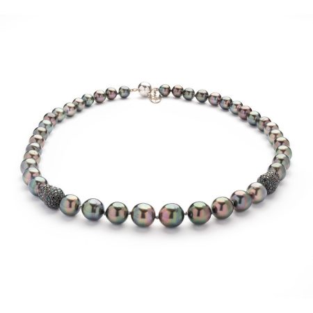 Collier aus Tahiti-Perlen & schwarzem Spinell – “Pavè”