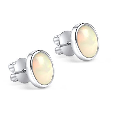 Ovale Ohrstecker 14kt Weißgold & Welo-Opal – “Special Moments”