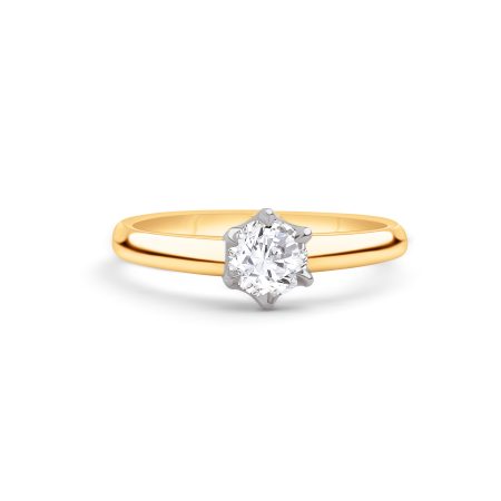 Solitär-Ring Gold & Platin Brillant mit Zertifikat – “Halbkaräter”