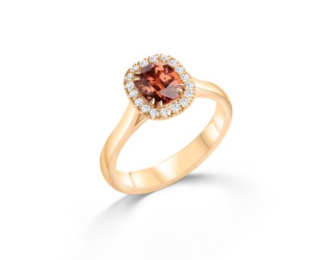18 kt Gelbgoldring mit Spinell und Brillanten